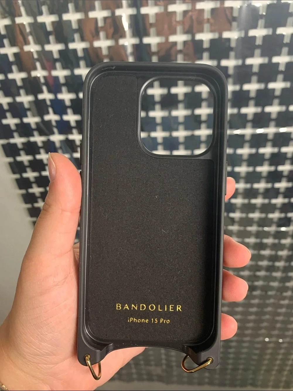 Bandolier Tan Leather Phone Case with Gold Hardware and Card Pocket